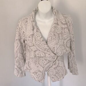 Moth by Anthropologie Elegant Cream Patterned Jacket Sz. M